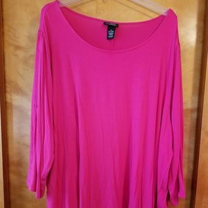 Bright pink shirt with sexy side slit sleeves